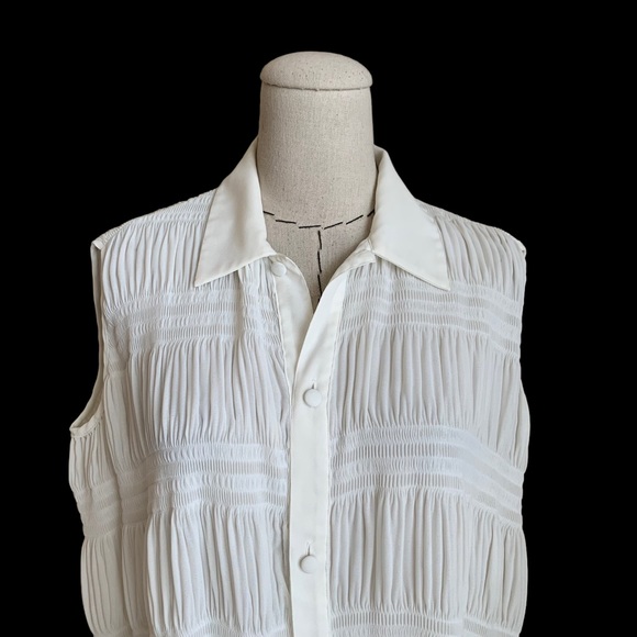 Vintage 90s y2k Vivienne Tam White Pleated Tunic Top Dress Miyake - Picture 2 of 11